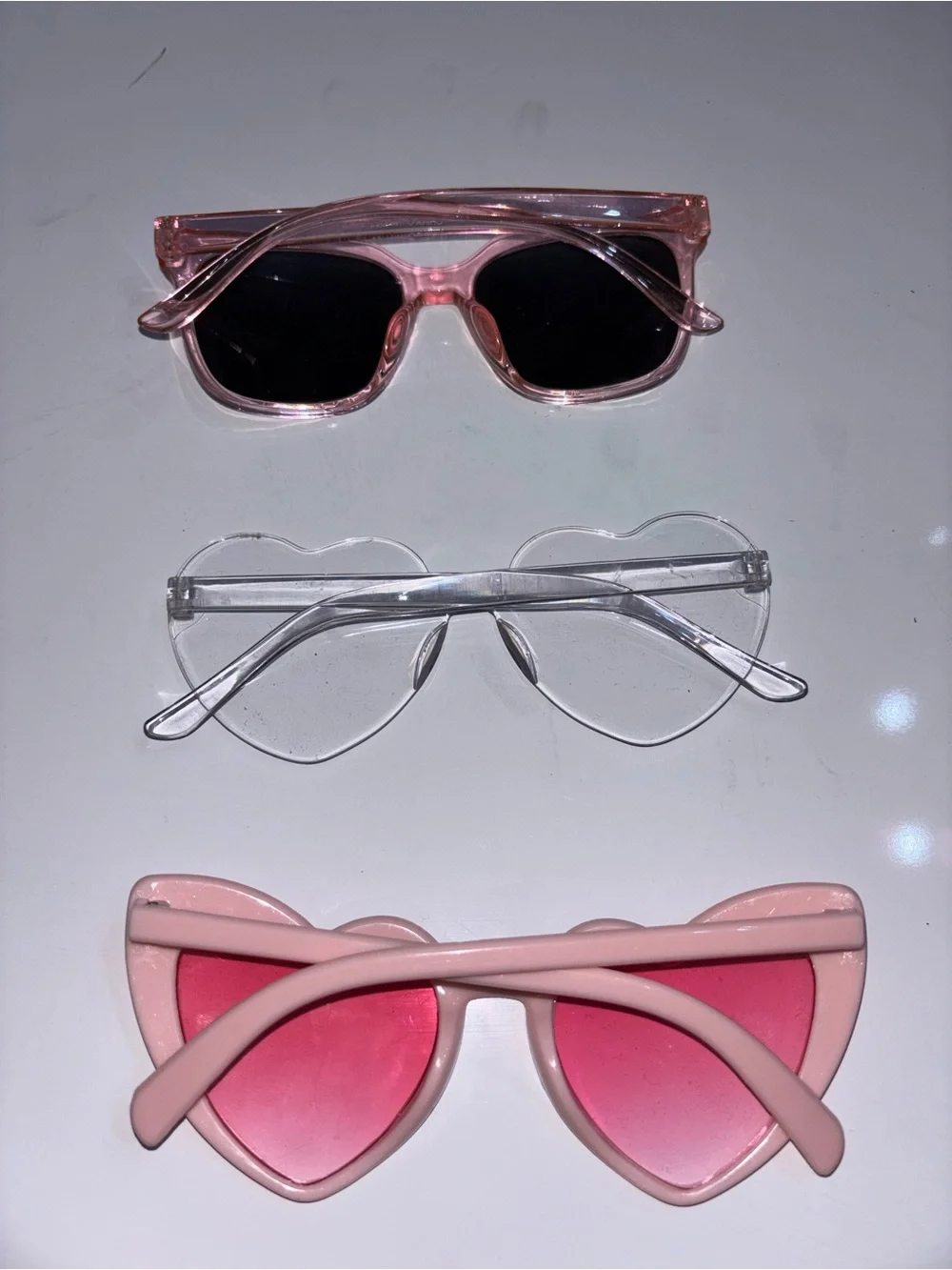 Kids Heart & Retro Sunglasses Set - Pink